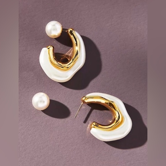 Anthropologie Jewelry - ✨3for$38 New Anthro Faux Pearl Reversible Hoop Jacket Earrings